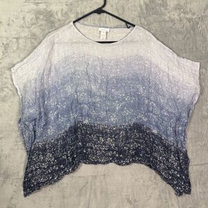 Pure jill J. Jill Linen Gray Blue Ombré Cropped Shoulder Wrap Overlay Size XS/S